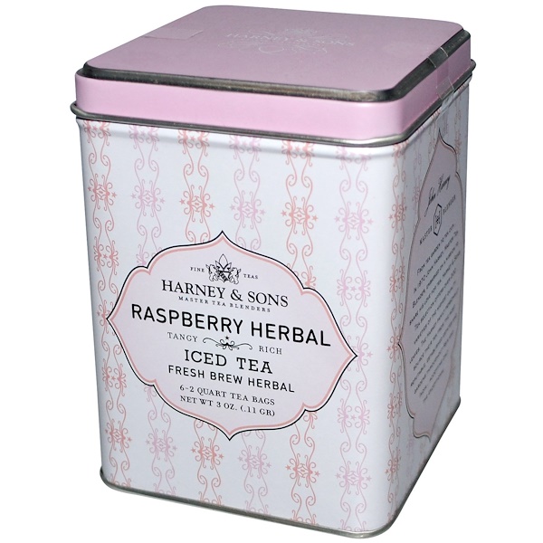 Harney & Sons, Raspberry Herbal Iced Tea, 6 2 Quart Tea Bags, 3 oz