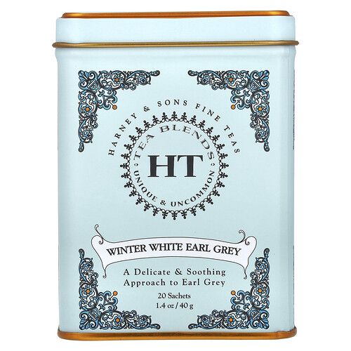 Harney & Sons HT Tea Blends, Winter White Earl Grey, 20 Sachets, 1.4 oz (40 g)