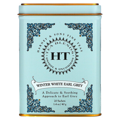 Harney & Sons HT Tea Blends, зимний белый чай Эрл Грей, 20 пакетиков, 40 г (1,4 унции)