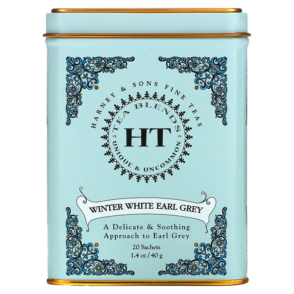 HT Tea Blends, Winter White Earl Grey Tea, 20 Sachets, 1.4 oz (40 g)
