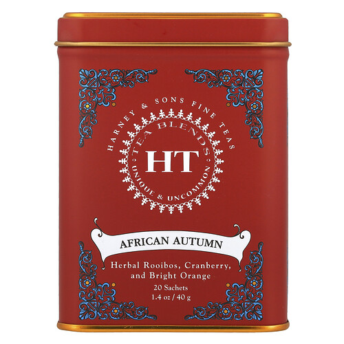 Harney & Sons HT Tea Blends, African Autumn, Caffeine-Free, 20 Sachets, 1.4 oz (40 g)