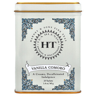 Harney & Sons, HT Tea Blends, Vanilla Comoro, Decaffeinated, 20 Tea Sachets, 1.4 oz (40 g)