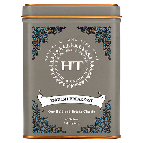 Harney & Sons HT Tea Blends, English Breakfast, 20 Tea Sachets, 1.4 oz (40 g)