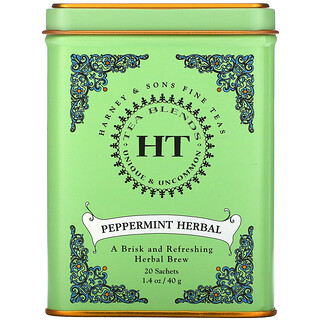 Harney & Sons, HT Tea Blend, Peppermint Herbal, Caffeine Free, 20 Tea Sachets, 1.4 oz (40 g)