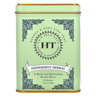 Harney & Sons, HT Tea Blends, Menthe poivrée, Sans caféine, 20 sachets, 40 g