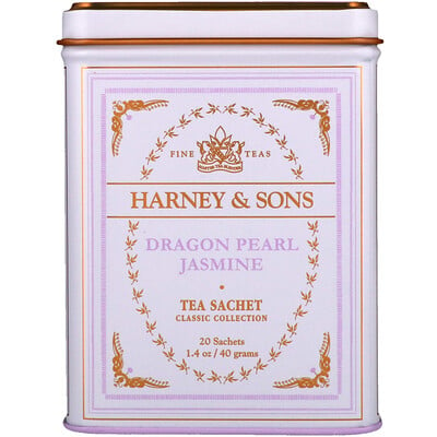 Harney & Sons Качественные сорта чая, чай с жасмином Dragon Pearl, 20 чайных саше, 40 г (1,4 унции)