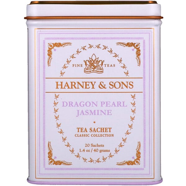 Harney & Sons, Fine Teas, Dragon Pearl Jasmine, 20 Tea Sachets, 1.4 oz (40 g)