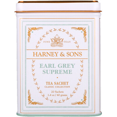 Harney & Sons Качественные сорта чая, эрл грей Supreme, 20 саше, 40 г (1,4 унции)