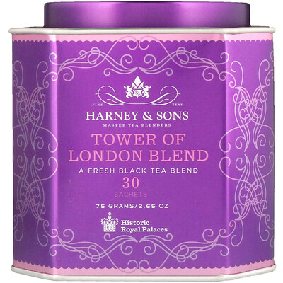 Harney & Sons Смесь «Лондонский Тауэр», свежая смесь черного чая, 30 пакетиков, 2, 67 унц. (75 г)  - купить со скидкой