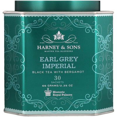 Harney & Sons Earl Grey Imperial, черный чай с бергамотом, 30 пакетиков, вес каждого 66 г (2,35 унции)