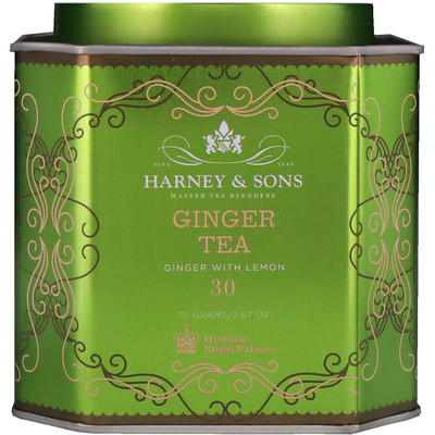 Harney & Sons Historic Royal Palaces, Ginger Tea, Ginger with Lemon, 30 Sachets, 2.67 oz (75 g)