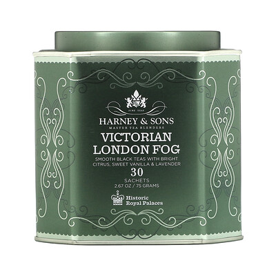 Купить Harney & Sons Victorian London Fog, мягкий черный чай с яркими цитрусовыми, сладкой ванилью и лавандой, 30 пакетиков, 75 г (2, 67 унции)