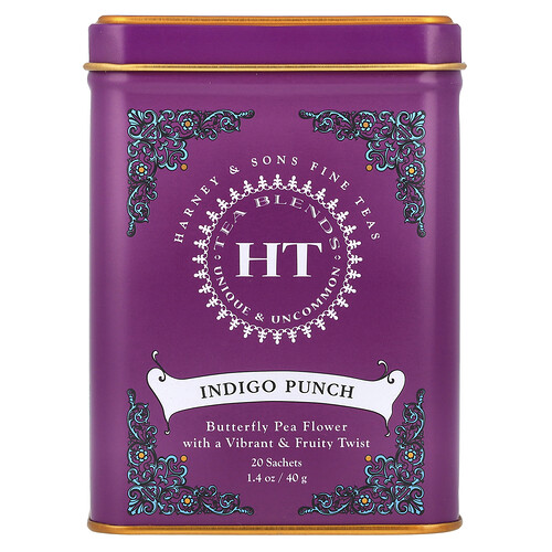 Harney & Sons, HT Tea Blends, Indigo Punch, Caffeine Free, 20 Sachets, 1.4 oz (40 g)