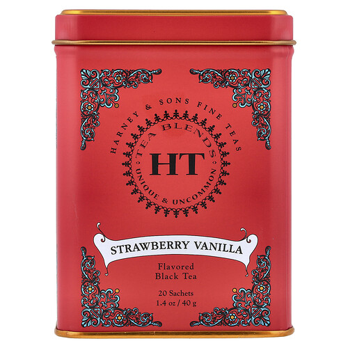 Harney & Sons Black Tea, Strawberry Vanilla, 20 Sachets, 1.4 oz (40 g)