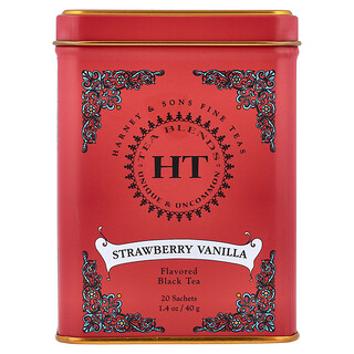 Harney & Sons, черный чай, клубника и ваниль, 20 пакетиков, 40 г (1,4 унции)