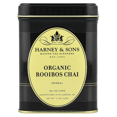 Harney & Sons, Té de hierbas, Rooibos chai orgánico, Sin cafeína, 112 g (4 oz)