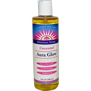 Хэритадж Продактс, Aura Glow, Body & Massage Oil, Unscented, 8 fl oz (240 ml) отзывы покупателей