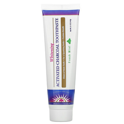 

Heritage Store, Activated Charcoal Whitening Toothpaste, Fresh Mint, 5.1 oz (145 g)