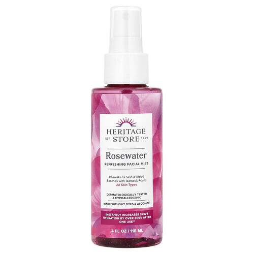 Heritage Store Rosewater Refreshing Facial Mist, 4 fl oz (118 ml)