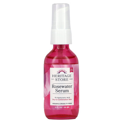 

Heritage Store Rosewater Serum with 1% HA Dry to Combination Skin 2 fl oz (59 ml)