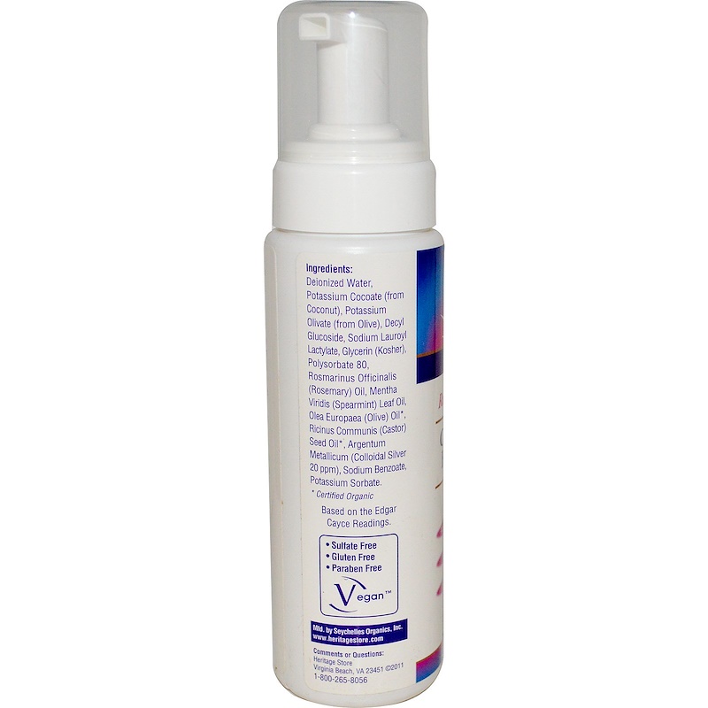 Heritage Store, Colloidal Silver Foaming Soap, Rosemary Spearmint, 8 fl