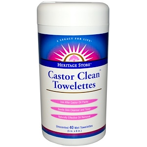 Хэритадж Продактс, Castor Clean Towelettes, Unscented, 40 Wet Towelettes, (5 in x 8 in) Each отзывы