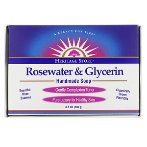 Хэритадж Продактс, Rosewater & Glycerin, Handmade Soap, 3.5 oz (100 g) отзывы