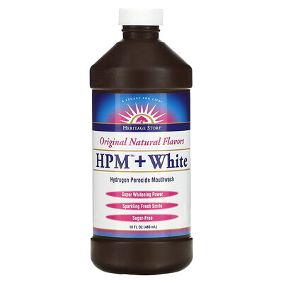 

Heritage Store HPM + White Hydrogen Peroxide Mouthwash Super Whitening Power 16 fl oz (480 ml)