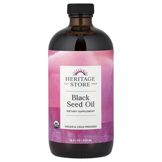 Heritage Store, Sort frøolie, 473 ml