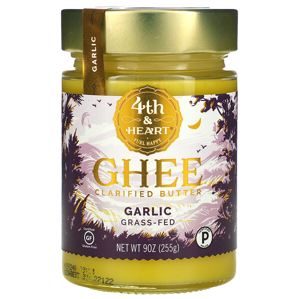 4th & Heart, Ghee Clarified Butter, GrassFed, Garlic, 9 oz (255 g) iHerb