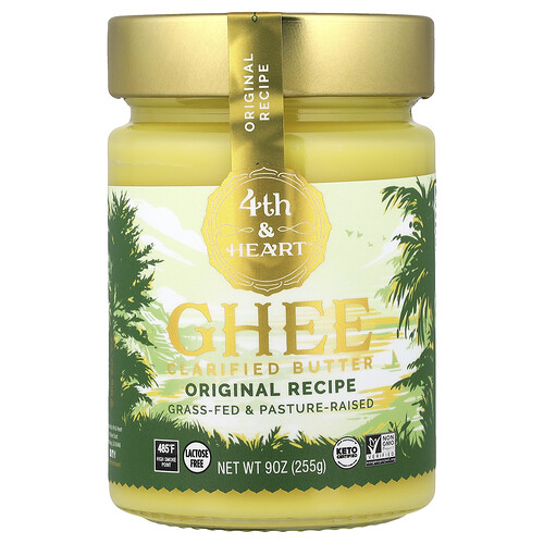 4th & Heart, Ghee Clarified Butter, Grass-Fed, Original Recipe, 9 oz (255 g)