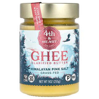 4th & Heart, Ghee Saflaştırılmış Tereyağı, Otla Beslenmiş, Himalaya Pembe Tuzu, 9 oz (225 g)