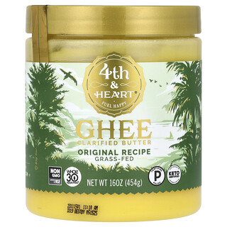 4th & Heart, Mantequilla clarificada ghee, alimentado con pasturas, Receta original, 454 g (16 oz)