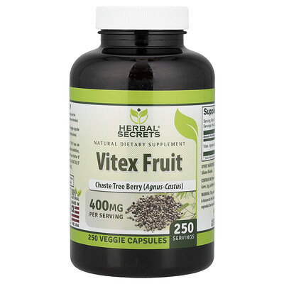 Herbal Secrets, Vitex Fruit, 400 mg, 250 cápsulas vegetales