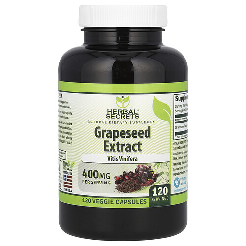 허벌 시크릿 Herbal Secrets, 포도씨 추출물, 400mg, 베지 캡슐 120정