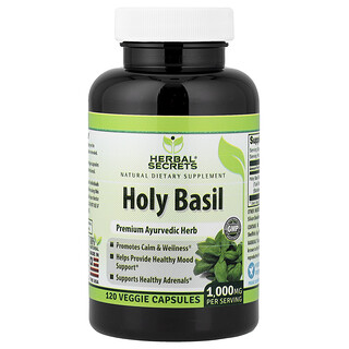 Herbal Secrets, 圣罗勒，1000 毫克，120 粒素食胶囊（每粒胶囊 500 毫克）