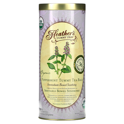 

Heather's Tummy Care Tummy Teas органический чай в пакетиках с перечной мятой без кофеина 36 чайных пакетиков 120 г (4 2 унции)