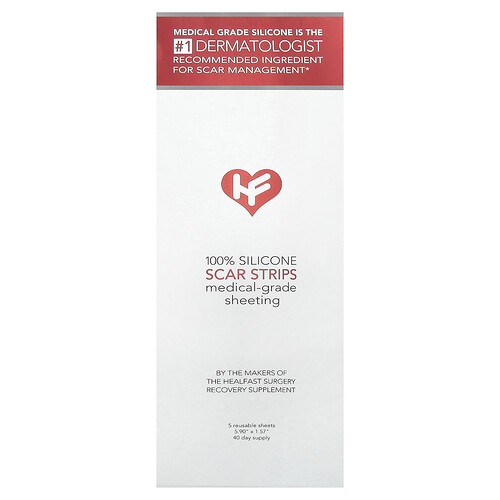 HealFast, Bandes pour cicatrices 100 % silicone, 5 feuilles réutilisables