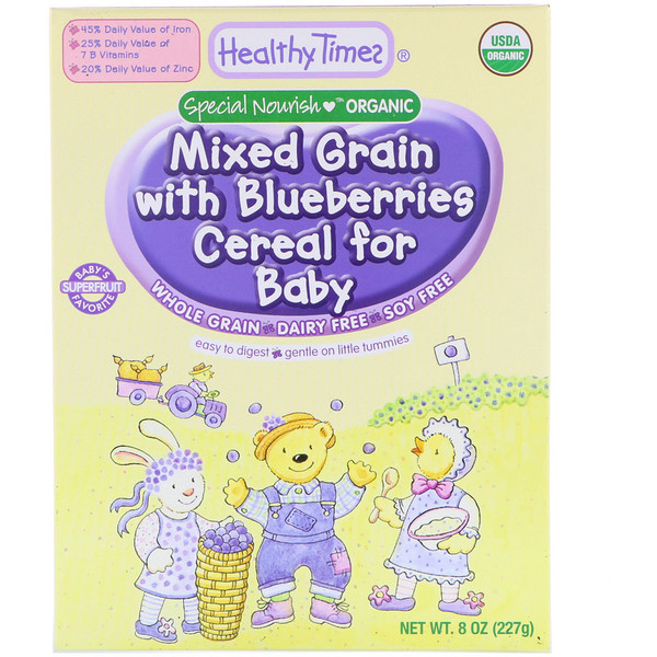 Healthy Times, Organic, Mixed Grain with Blueberries Cereal for Baby, 8