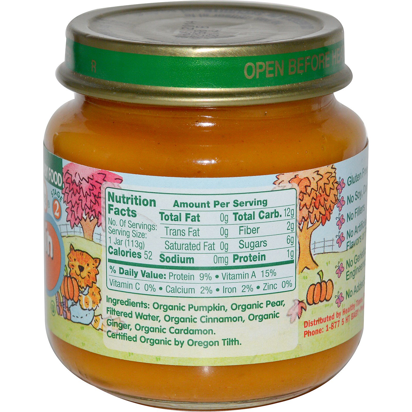 Healthy Times, Premium Organic Baby Food, Pumpkin Pie, Stage 2, 4 oz