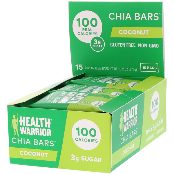 Health Warrior, Chia Bars, Coconut, 15 Bars, 13.2 oz (375 ...