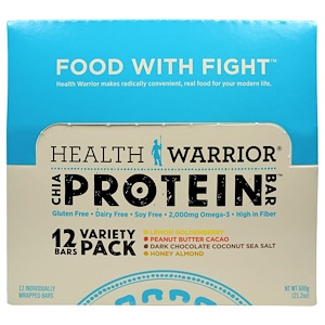 Health Warrior, Inc., Белковые батончики Chia Bars, ассорти 12 шт., 50 г каждый