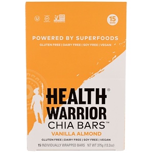 Health Warrior, Inc., Батончики из чиа, ваниль-миндаль, 15 батончиков, 13.2 унции (375 г)