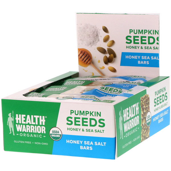 Health Warrior, Organic, Pumpkin Seed Bars, Honey & Sea Salt, 12 Bars, 14.8 oz (420 g) iHerb