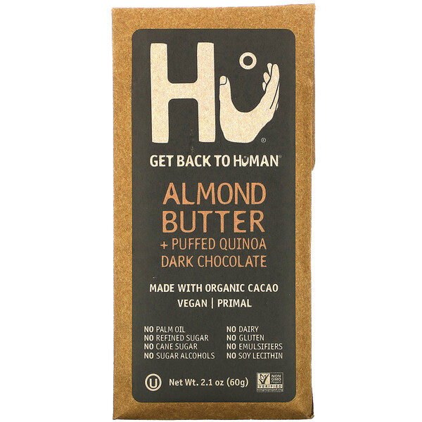 Hu, Dark Chocolate, Almond Butter + Puffed Quinoa, 2.1 oz (60 g)