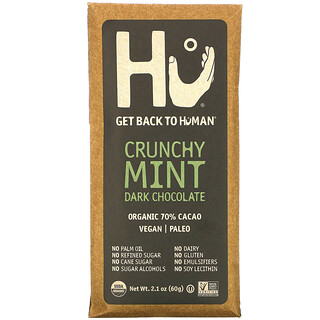 Hu, Темный шоколад с хрустящей мятой, 2,1 унции (60 г)