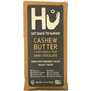 Hu, 腰果奶油 + 純香草豆黑巧克力，2.1 盎司（60 克）