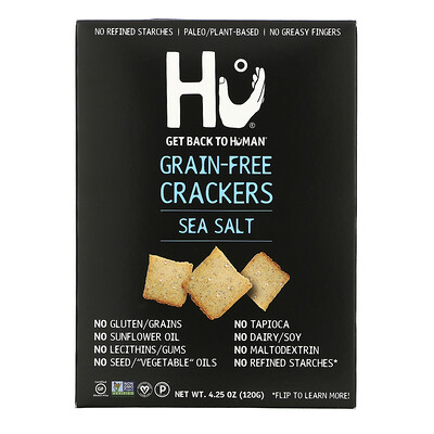 Купить Hu Grain-Free Crackers, Sea Salt, 4.25 oz (120 g)