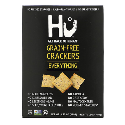 Купить Hu Grain-Free Crackers, Everything, 4.25 oz (120 g)