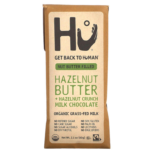 Hu Kitchen Grass-Fed Milk Chocolate Bar Filled Hazelnut Butter Crunch, 60g